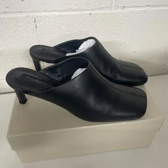 Revolve Tony Biancobabe black nappaMuleheel size 10 NIB $170 msrp